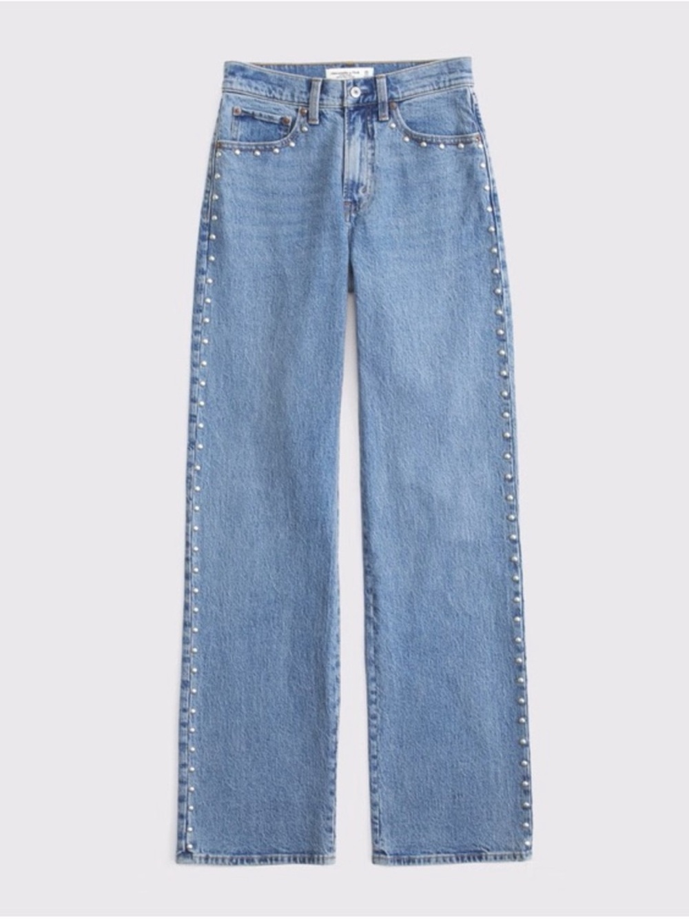 Abercrombie High Rise 90’s Relaxed Studded Embellish Denim Jeans Womens Size 27